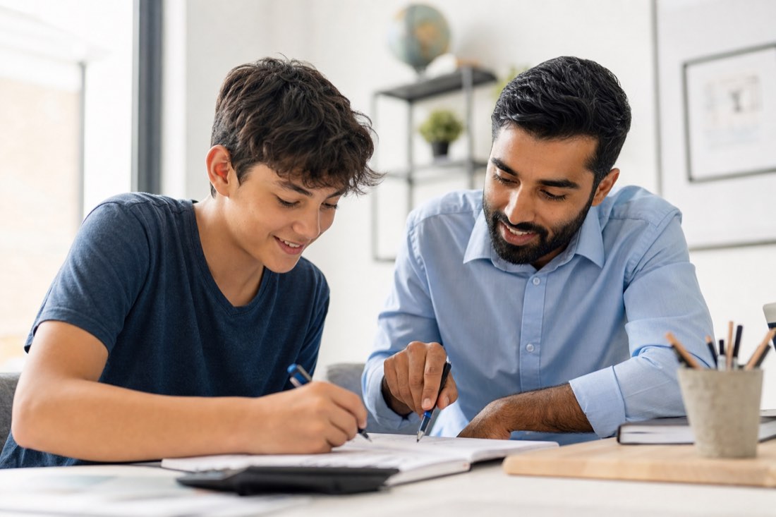A KAM tutor helping a student work through a mathematics problem